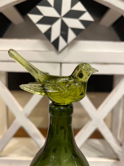 Green Double Gourd Bottle With Glass Bird Finial