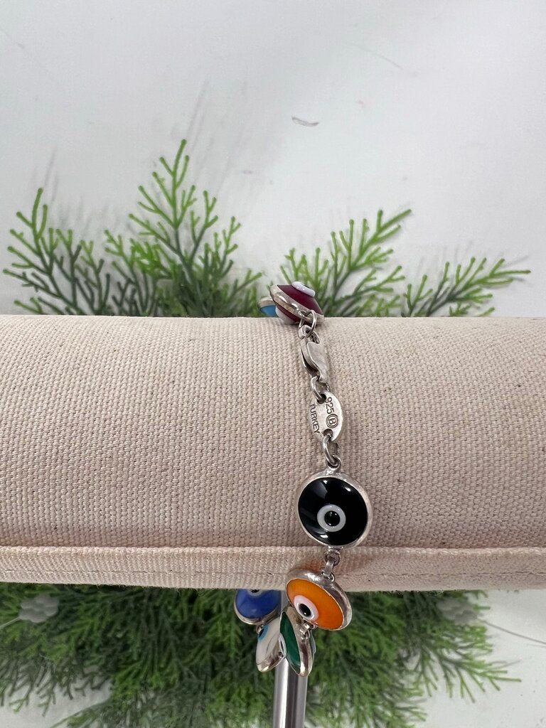 Sterling Silver Evil Eye Bracelet Turkey