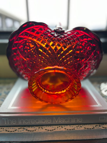 Vintage Amberina Glass Canterbury Sunset Basket