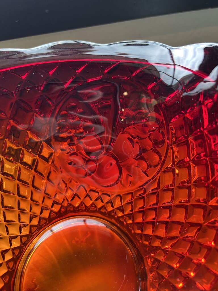 Vintage Amberina Glass Canterbury Sunset Basket