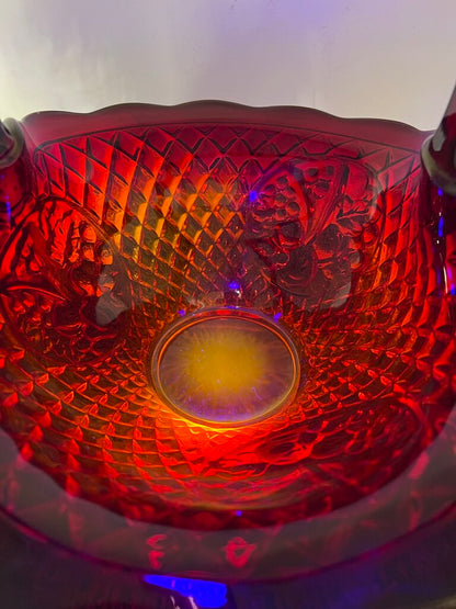 Vintage Amberina Glass Canterbury Sunset Basket