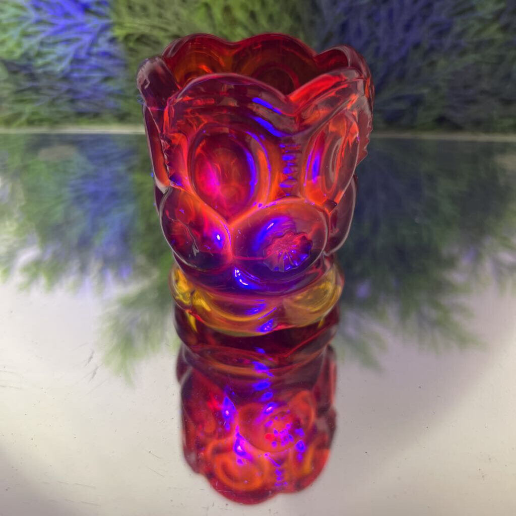 Vintage LE Smith Amberina Red Moon And Stars Toothpick Holder