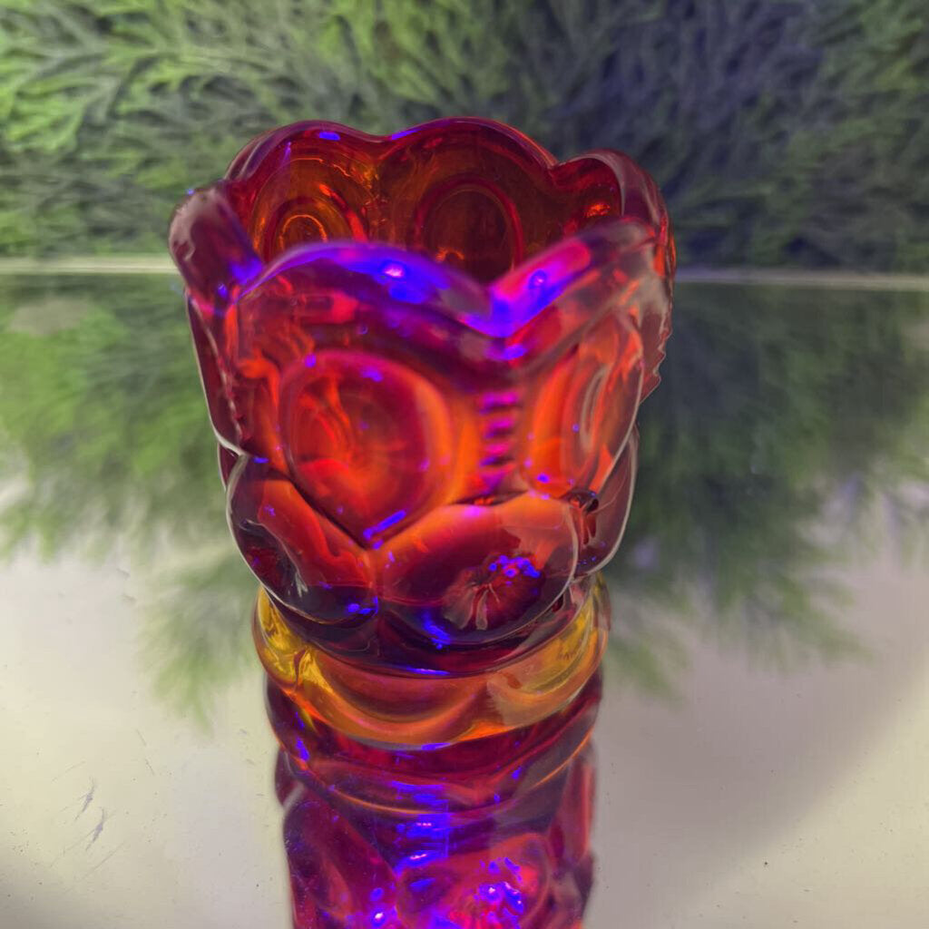 Vintage LE Smith Amberina Red Moon And Stars Toothpick Holder