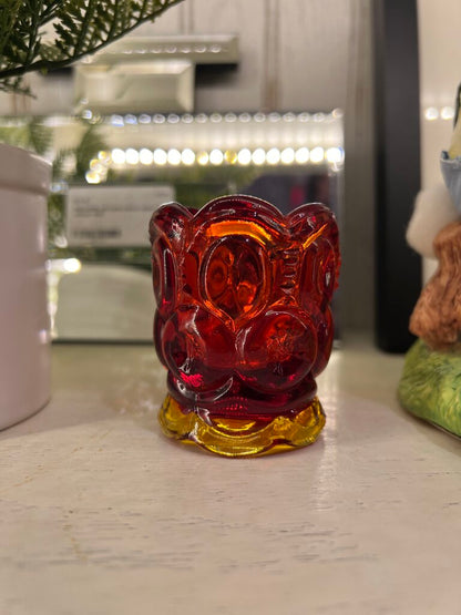 Vintage LE Smith Amberina Red Moon And Stars Toothpick Holder