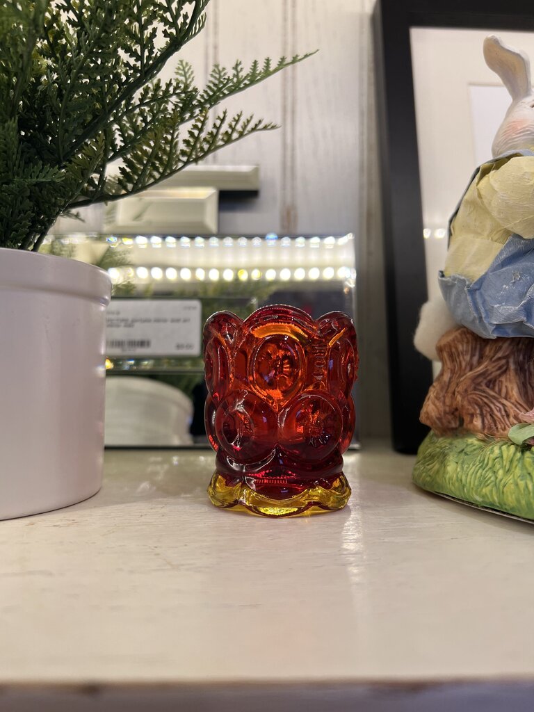 Vintage LE Smith Amberina Red Moon And Stars Toothpick Holder