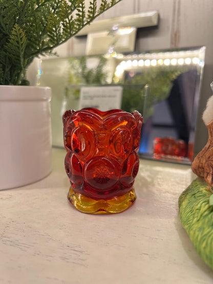 Vintage LE Smith Amberina Red Moon And Stars Toothpick Holder