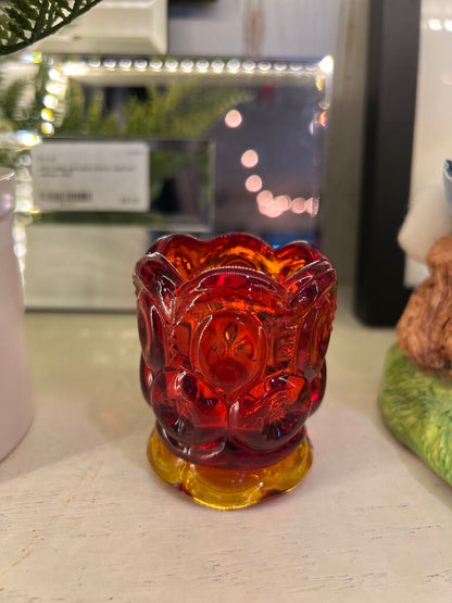Vintage LE Smith Amberina Red Moon And Stars Toothpick Holder