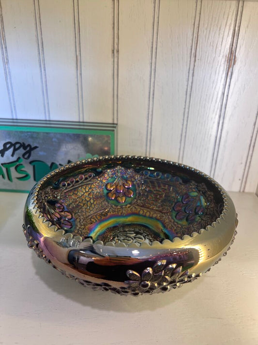 Fenton Amethyst Cherries Bowl Pedestal