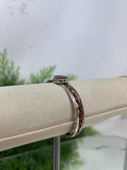 Sterling Signed Copper Twisted Cuff Bracelet