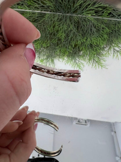 Sterling Signed Copper Twisted Cuff Bracelet