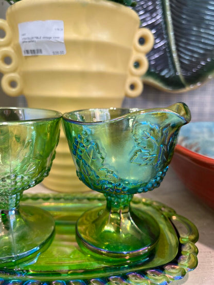 Carnival Glass Iridescent Cream and Sugar Set