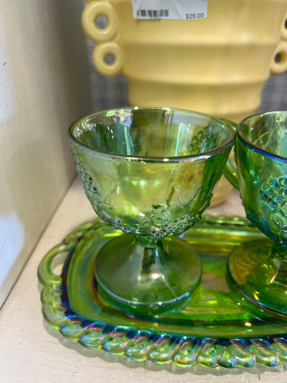 Carnival Glass Iridescent Cream and Sugar Set