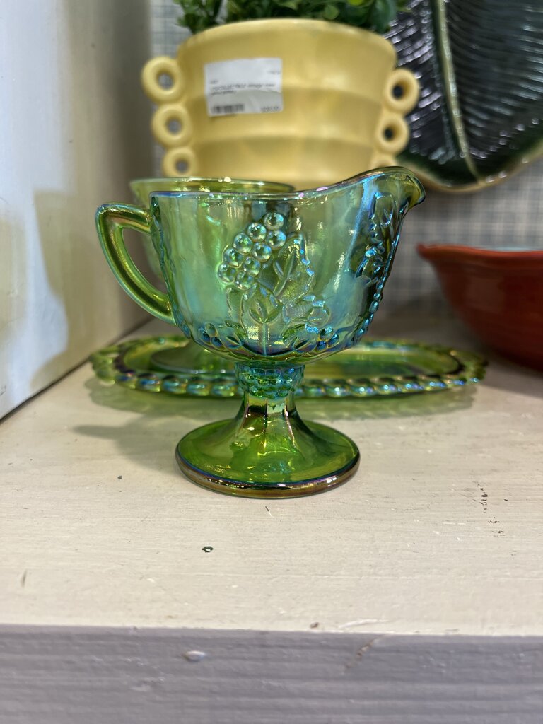Carnival Glass Iridescent Cream and Sugar Set