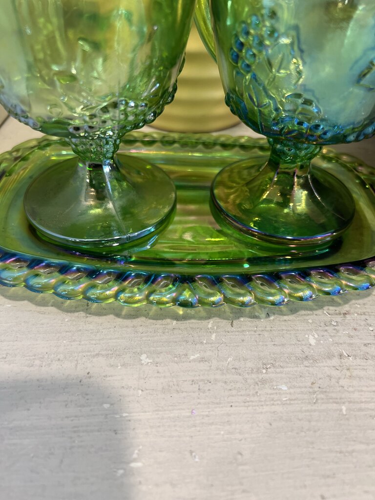 Carnival Glass Iridescent Cream and Sugar Set