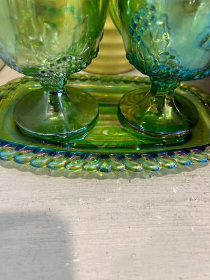 Carnival Glass Iridescent Cream and Sugar Set