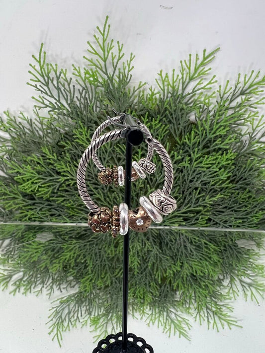 Brighton Silver Tone Hoop Earrings w Charms