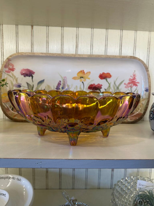 Vintage Indiana Glass Harvest Grape Carnival Glass Amber Oval