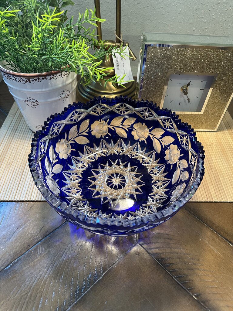 Bohemian Cut Crystal Cobalt Bowl