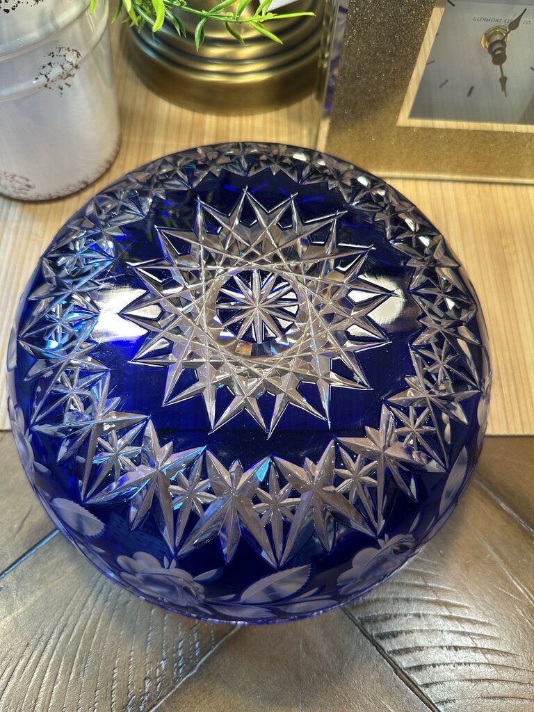 Bohemian Cut Crystal Cobalt Bowl
