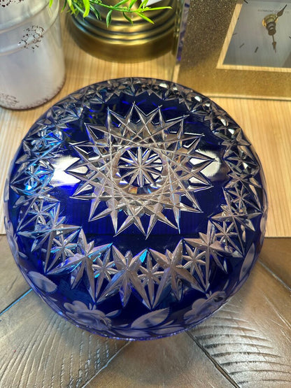 Bohemian Cut Crystal Cobalt Bowl