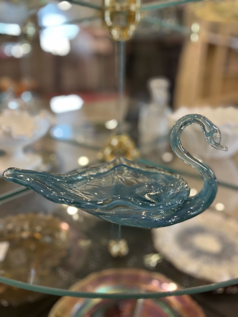 Vintage Hand Blown Swan Dish