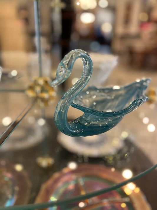 Vintage Hand Blown Swan Dish