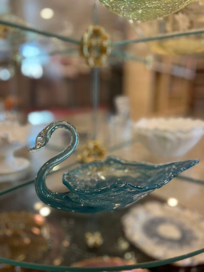 Vintage Hand Blown Swan Dish