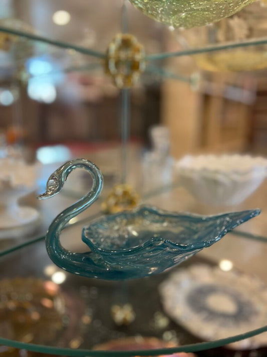 Vintage Hand Blown Swan Dish