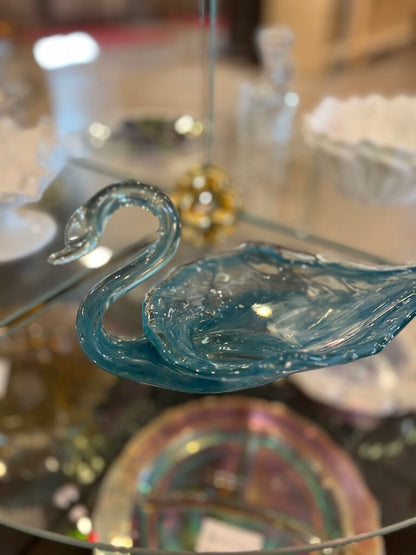 Vintage Hand Blown Swan Dish