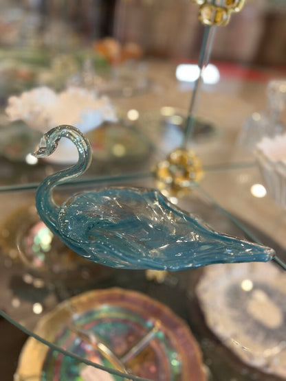 Vintage Hand Blown Swan Dish