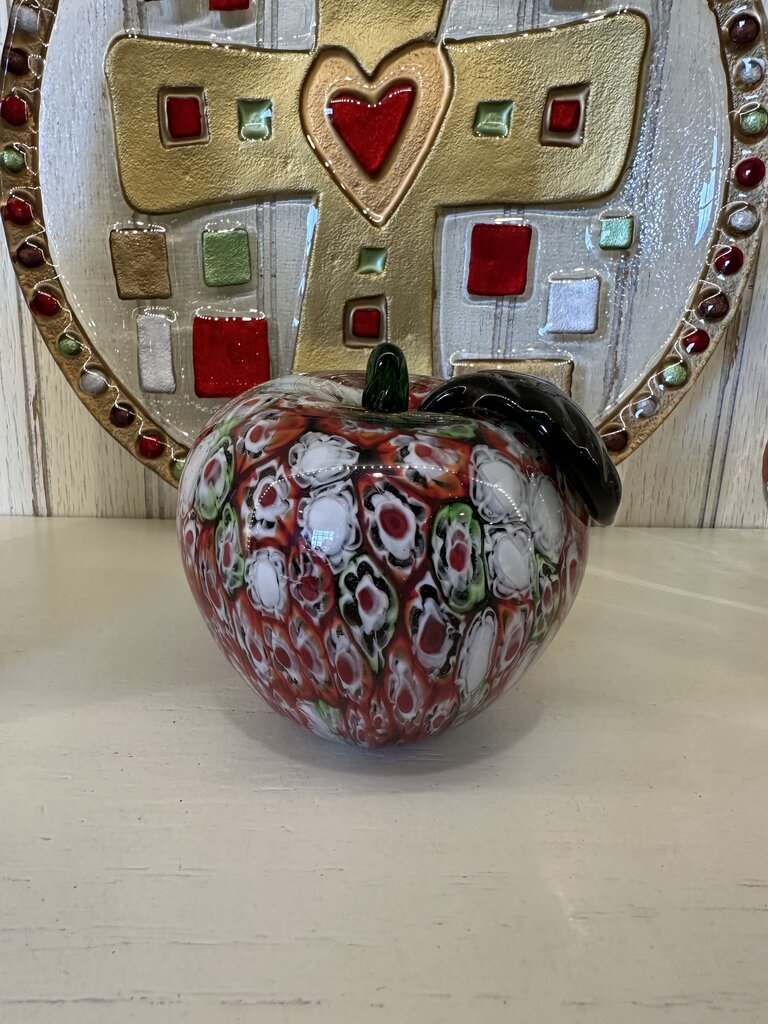 Millefiori Glass Apple Paperweight