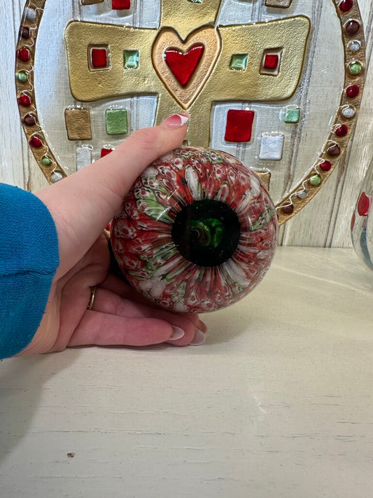 Millefiori glass apple paperweight