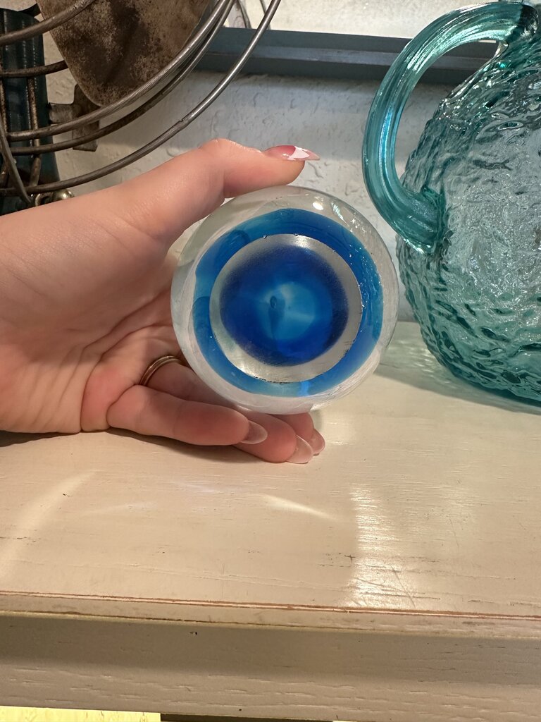 Egg Bubble Art Glass Swirl Paperweight