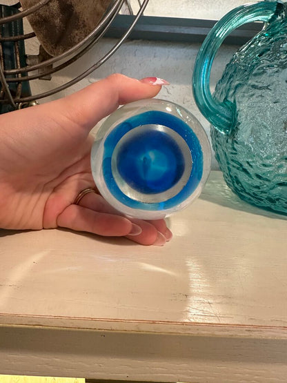 Egg Bubble Art Glass Swirl Paperweight
