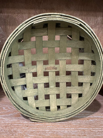 Longaberger Round Bushel Basket With Leather Handles