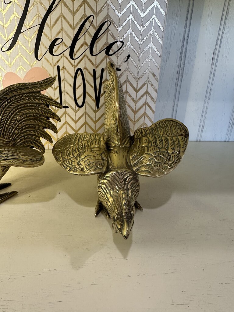 Brass Rooster Figurine Set