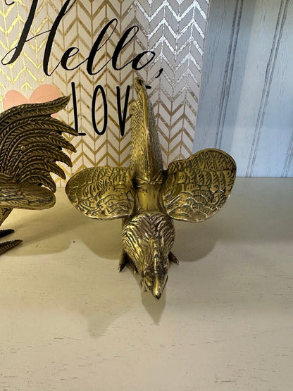 Brass Rooster Figurine Set