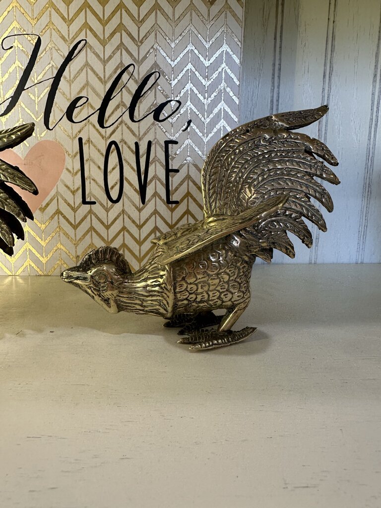 Brass Rooster Figurine Set
