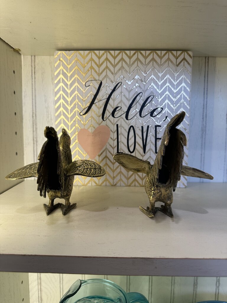 Brass Rooster Figurine Set