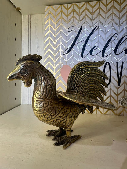 Brass Rooster Figurine Set