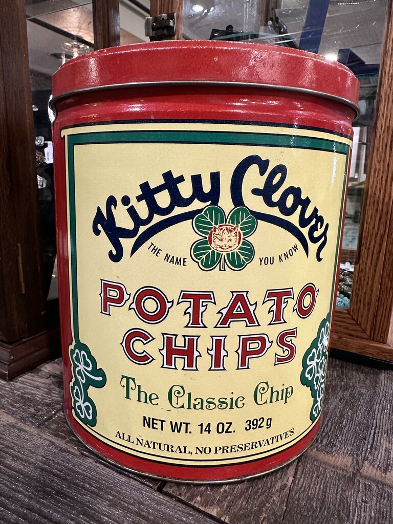Vintage Kitty Clover Potato Chip Tin