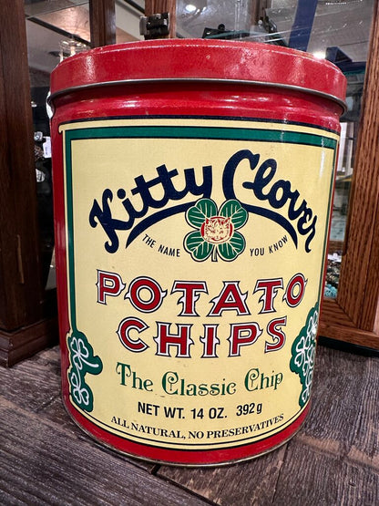 Vintage Kitty Clover Potato Chip Tin