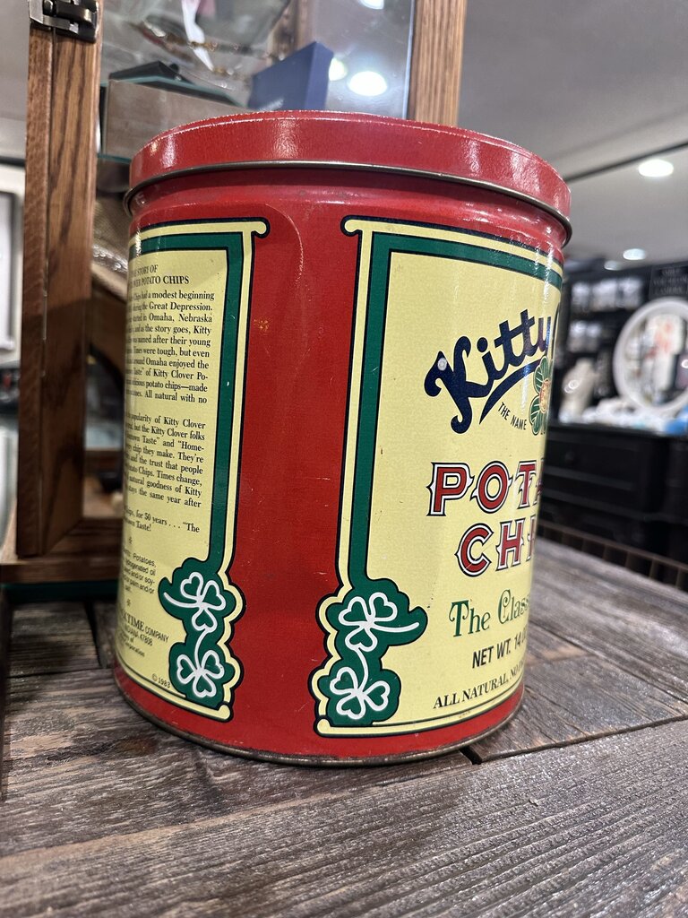 Vintage Kitty Clover Potato Chip Tin