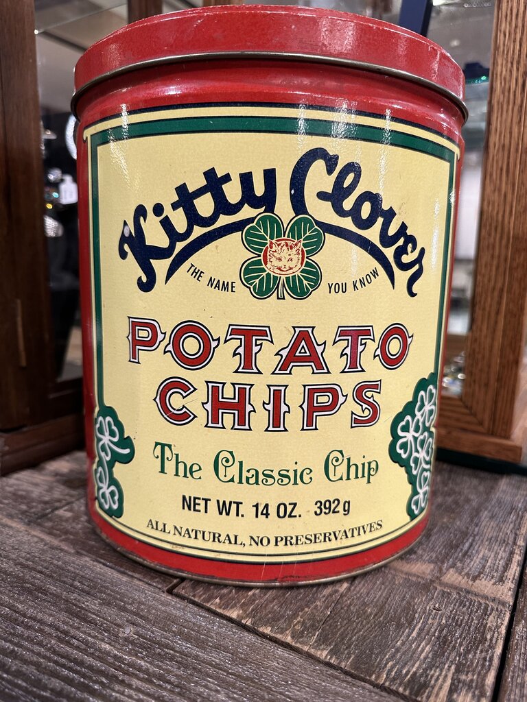 Vintage Kitty Clover Potato Chip Tin