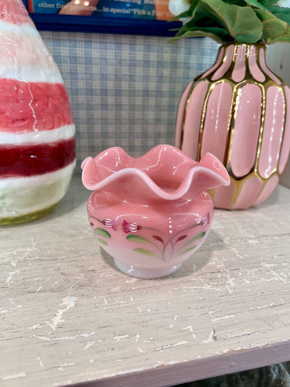 Fenton Rosalene Painted Floral Rose Bowl Vase 1562