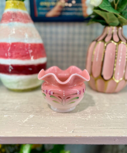 Fenton Rosalene Painted Floral Rose Bowl Vase 1562