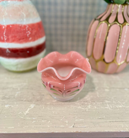 Fenton Rosalene Painted Floral Rose Bowl Vase 1562