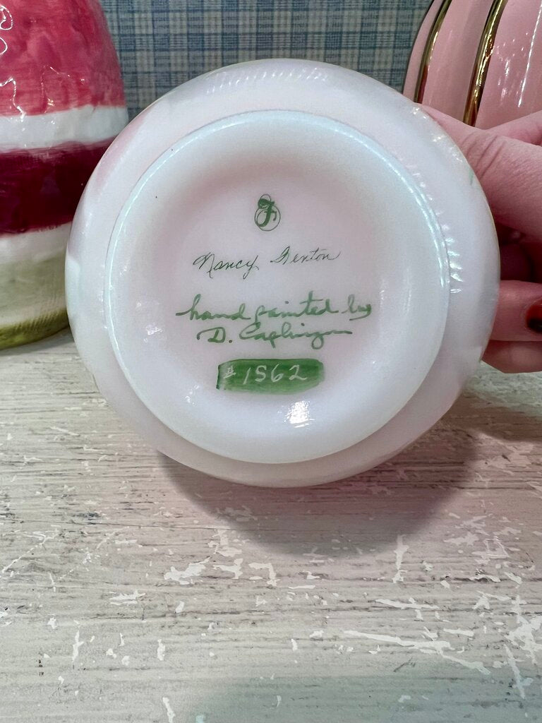 Fenton Rosalene Painted Floral Rose Bowl Vase 1562