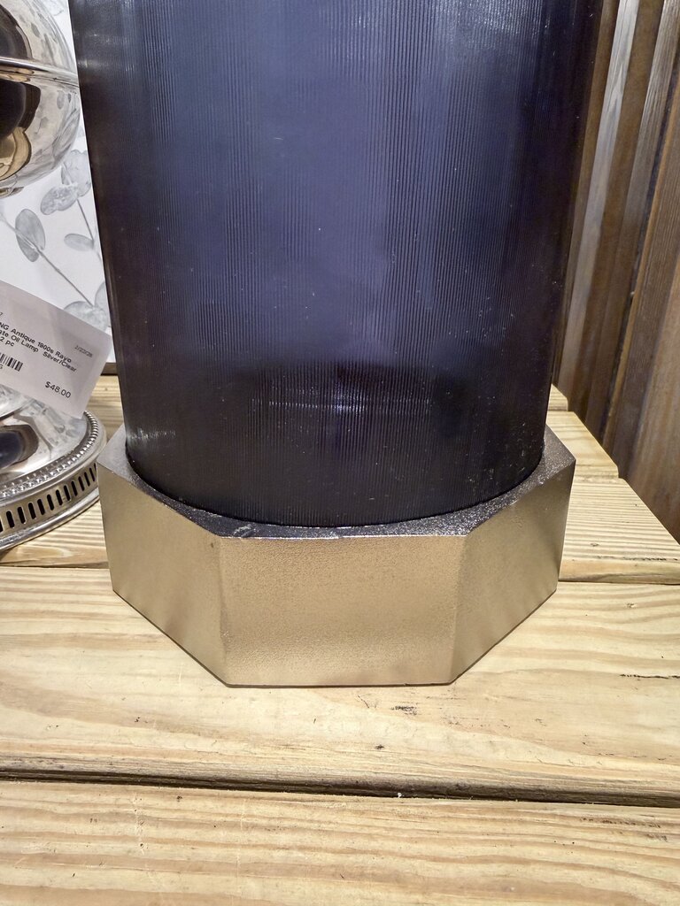 Elements Textured Cylinder Candle Holder With Metal Base