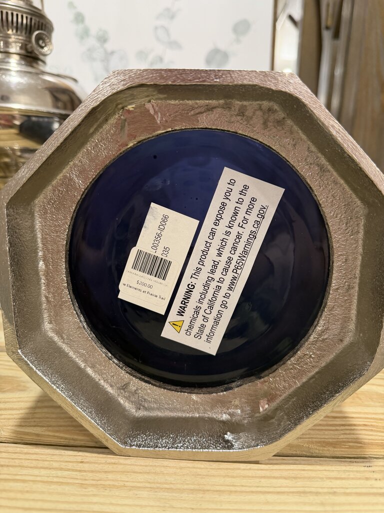 Elements Textured Cylinder Candle Holder With Metal Base
